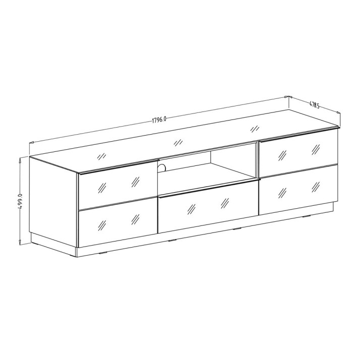 Meuble TV 180cm collection ZANTE avec 2 portes et 1 tiroir. Couleur noir et gris brillant