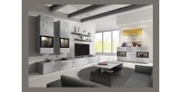 Ensemble meubles de salon design collection RAMOS. Coloris gris effet béton.