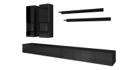 Ensemble meubles de salon collection RAMOS. Coloris noir brillant.