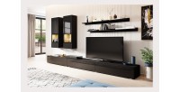 Ensemble meubles de salon collection RAMOS. Coloris noir brillant.