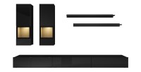 Ensemble meubles de salon collection RAMOS. Coloris noir brillant.