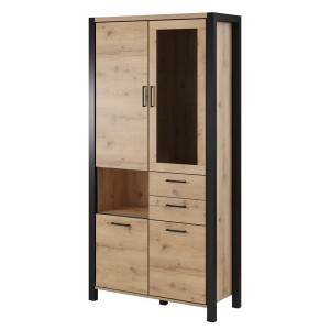 Vitrine haute XL collection BOWIE. Couleur chêne et noir