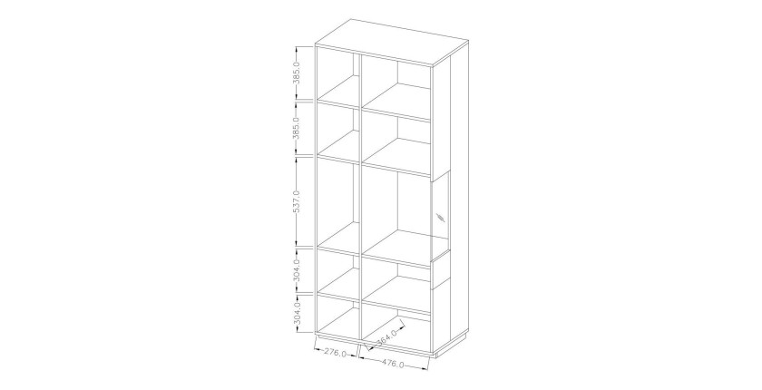 Vitrine collection KILES coloris gris anthracite et chêne. Modèle vitrine à droite