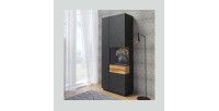 Vitrine collection KILES coloris gris anthracite et chêne. Modèle vitrine à droite