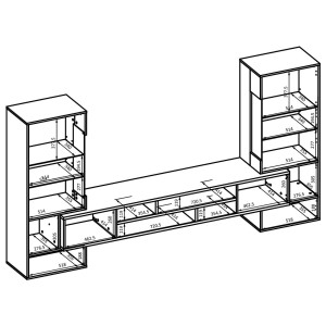 Ensemble de 3 meubles de salon collection KOBEE. Couleur blanc et chêne