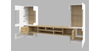 Ensemble de 3 meubles de salon collection KOBEE. Couleur blanc et chêne