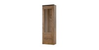 Vitrine haute design 1 porte collection SANTIAGO. Coloris chêne et noir effet bois