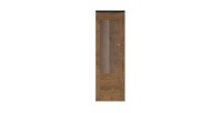 Vitrine haute design 1 porte collection SANTIAGO. Coloris chêne et noir effet bois