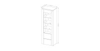 Vitrine haute design 1 porte collection SANTIAGO. Coloris blanc effet bois et chêne