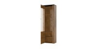 Vitrine haute design 1 porte collection SANTIAGO. Coloris blanc effet bois et chêne