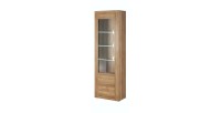Vitrine haute design 1 porte, collection SANTIAGO. Coloris chêne