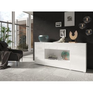 Buffet XL design 180cm pour salon couleur blanc brillant collection PAROS