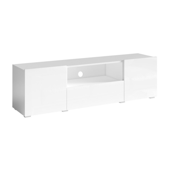 Meuble TV 160cm collection PAROS. Couleur blanc brillant