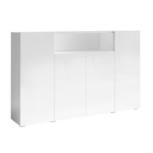 Buffet haut XL avec 4 portes et 1 niche couleur blanc brillant collection PAROS