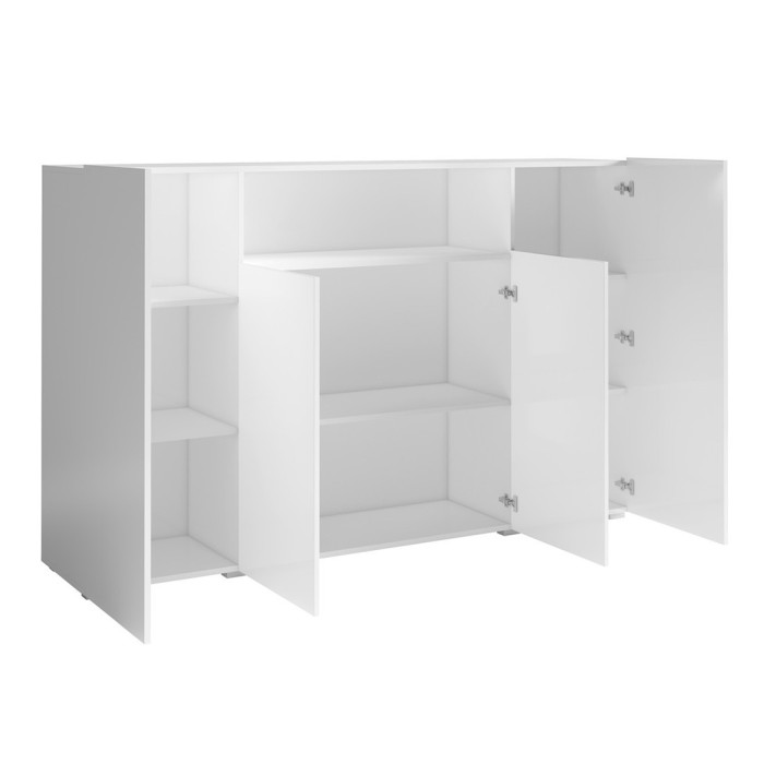 Buffet haut XL avec 4 portes et 1 niche couleur blanc brillant collection PAROS