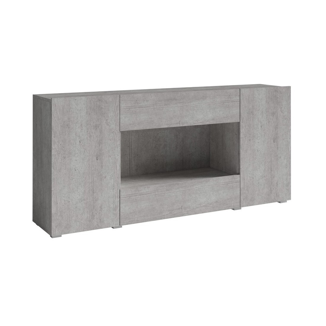 Buffet XL design 180cm pour salon couleur gris aspect béton collection PAROS