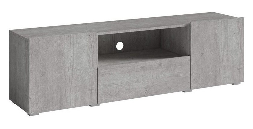 Meuble TV 160cm collection PAROS. Couleur gris aspect béton.