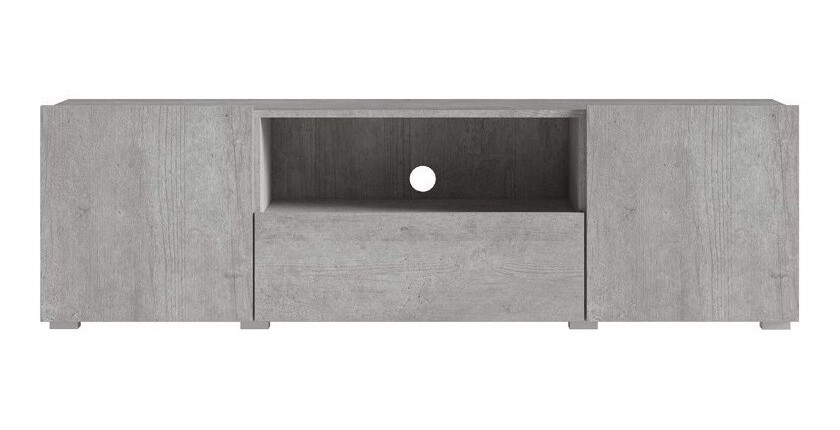 Meuble TV 160cm collection PAROS. Couleur gris aspect béton.
