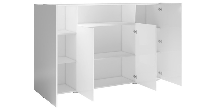 Buffet haut XL avec 4 portes et 1 niche, couleur gris aspect béton collection PAROS