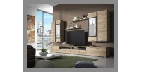 Composition XL de 8 meubles design pour salon couleur chêne et gris anthracite collection CONNOR