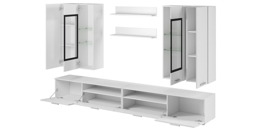 Composition XL de 8 meubles design pour salon couleur chêne et gris anthracite collection CONNOR