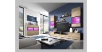 Composition de 5 meubles design pour salon couleur chêne et gris anthracite collection CONNOR