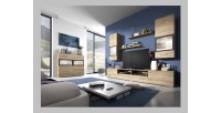 Composition de 5 meubles design pour salon couleur chêne et gris anthracite collection CONNOR