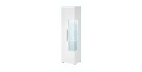 Vitrine haute design collection BOMBAY. Coloris blanc brillant. Ouverture Gauche