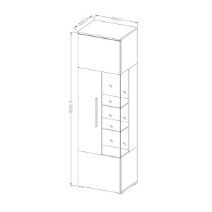 Vitrine haute design collection BOMBAY. Coloris blanc brillant. Ouverture Gauche
