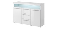 Buffet 130cm pour salon couleur blanc brillant collection BOMBAY