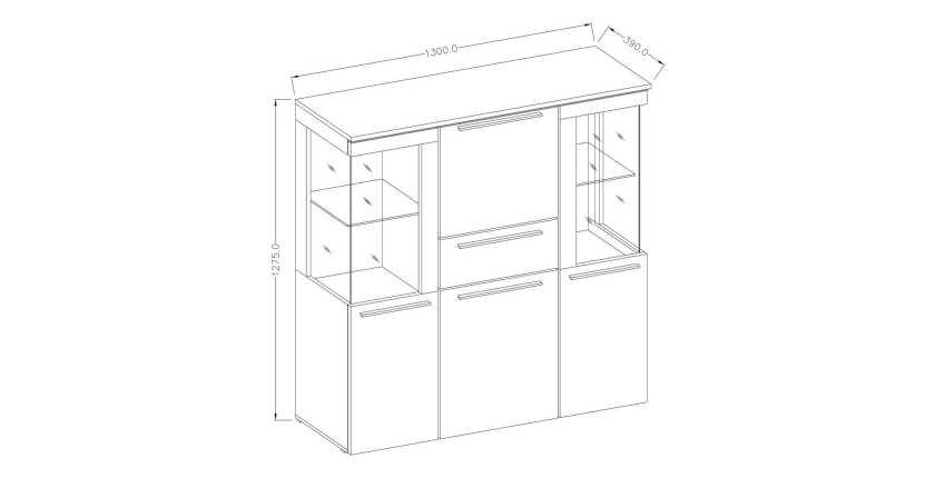 Buffet haut pour salon couleur blanc brillant collection BOMBAY