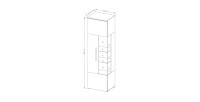 Vitrine haute design avec éclairage collection BOMBAY. Coloris gris brillant. Ouverture Gauche
