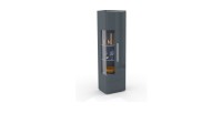 Vitrine haute design avec éclairage multicolore collection BOMBAY. Coloris gris brillant. Ouverture Droite