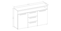Buffet 130cm pour salon couleur gris brillant collection BOMBAY