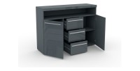 Buffet 130cm pour salon couleur gris brillant collection BOMBAY
