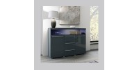 Buffet 130cm pour salon couleur gris brillant collection BOMBAY