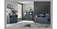 Buffet 130cm pour salon couleur gris brillant collection BOMBAY