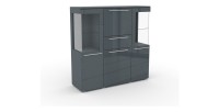 Buffet haut pour salon couleur gris brillant collection BOMBAY