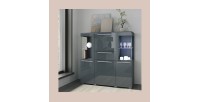 Buffet haut pour salon couleur gris brillant collection BOMBAY
