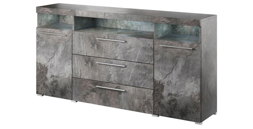 Buffet 180cm pour salon couleur gris effet ardoise collection BOMBAY