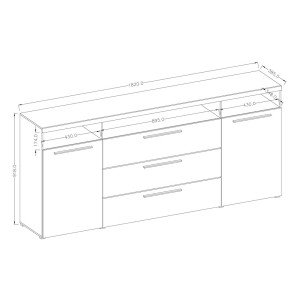 Buffet 180cm pour salon couleur gris effet ardoise collection BOMBAY