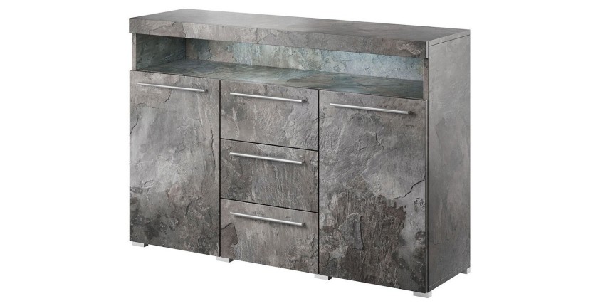 Buffet 130cm pour salon couleur gris effet ardoise collection BOMBAY
