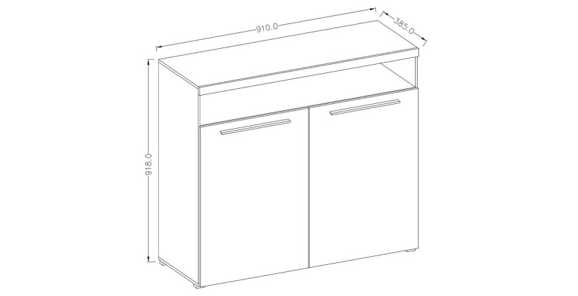 Buffet 90cm pour salon couleur gris effet ardoise collection BOMBAY