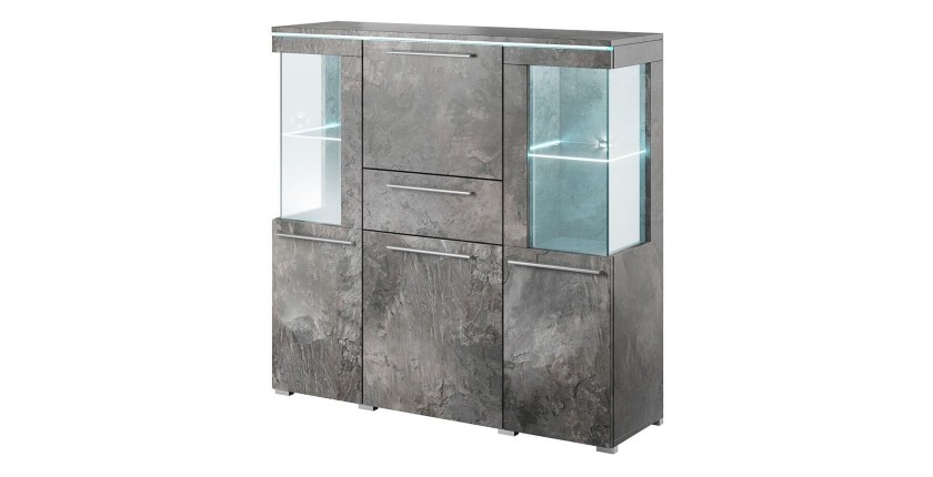 Buffet haut pour salon couleur gris effet ardoise collection BOMBAY