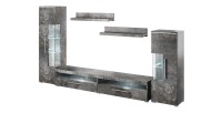 Composition de 5 meubles design pour salon coloris gris effet ardoise collection BOMBAY