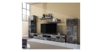 Composition de 5 meubles design pour salon coloris gris effet ardoise collection BOMBAY