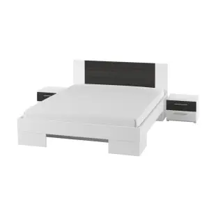 Lit adulte 160x200 collection IRINA. Coloris blanc et gris anthracite