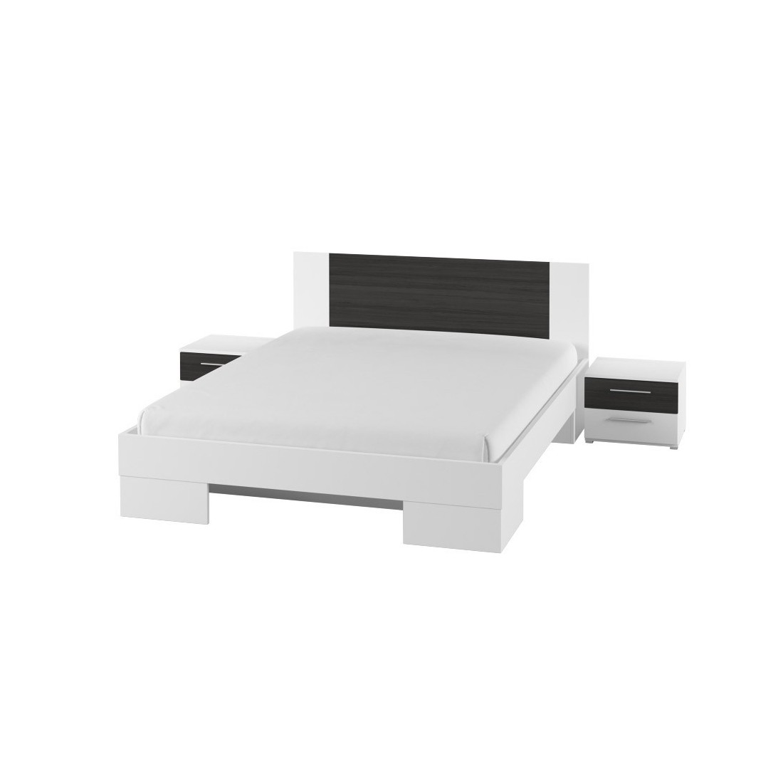 Lit adulte 160x200 collection IRINA. Coloris blanc et gris anthracite
