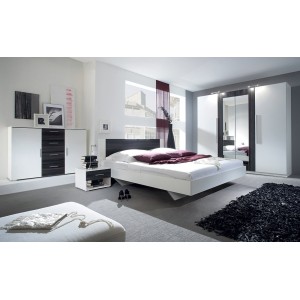 Lit adulte 160x200 collection IRINA. Coloris blanc et gris anthracite