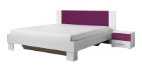 Lit adulte 180x200 collection IRINA. Coloris gris blanc et lilas